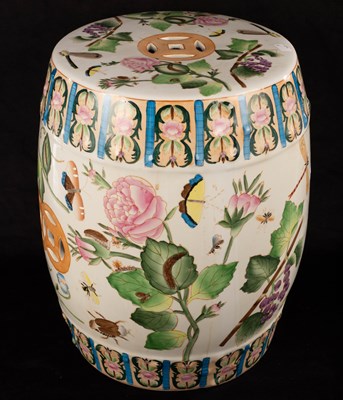 Lot 375 - A Chinese garden stool, decorated garden...