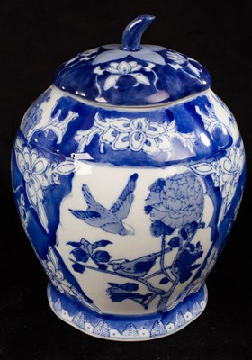 Lot 377 - A Chinese blue and white jar and cover, 20th...