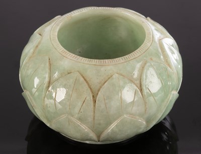 Lot 380 - A Chinese celadon jade water vessel, 20th...