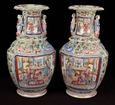 Lot 417 - A pair of Chinese famille rose porcelain...