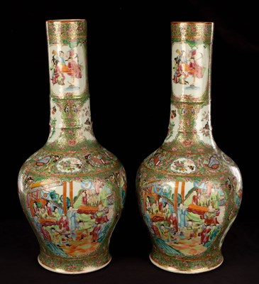 Lot 418 - Two Chinese famille rose baluster vases, late...