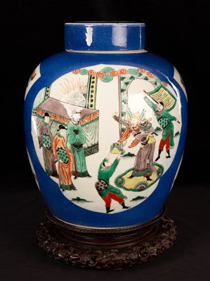 Lot 419 - A Chinese blue ground ginger jar and cover,...