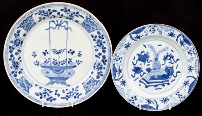 Lot 427 - Two Chinese blue and white plates, early Qing...