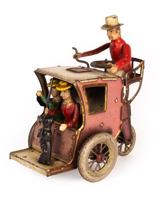 Lot 473 - A Lehmann Lila Hansom cab with driver, two...