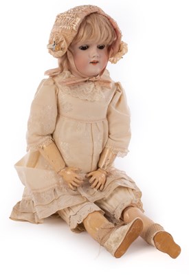 Lot 506 - A German bisque head doll by Handwerg with...