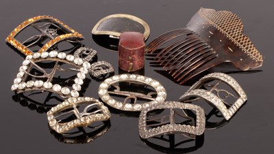 Lot 534 - A collection of paste and other buckles and a...