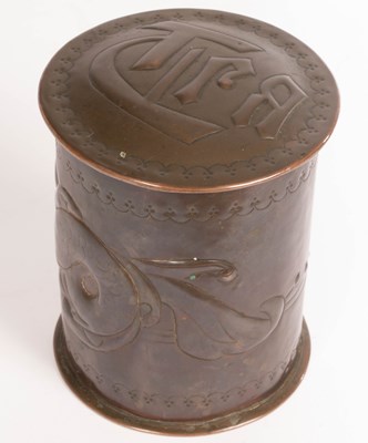 Lot 538 - Newlyn, a lined copper cylindrical pot, the...