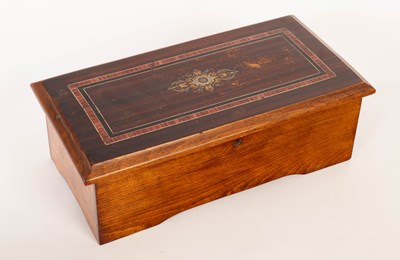 Lot 548 - A six air Swiss musical box with key, the lid...