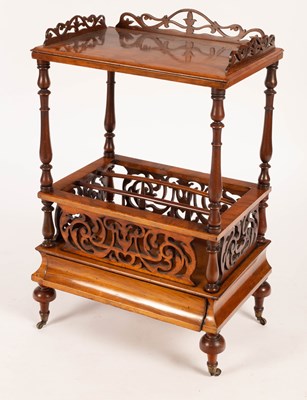 Lot 713 - A Victorian walnut three-division Canterbury...