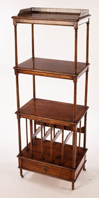 Lot 717 - A marquetry inlaid three-tier whatnot by...