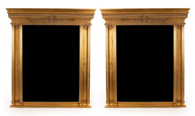 Lot 722 - A pair of gilt framed overmantel mirrors, each...