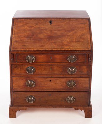 Lot 726 - A small George III mahogany bureau, 74.5cm...