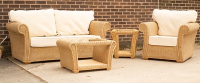 Lot 731 - A wicker two-seater sofa, an armchair and two...