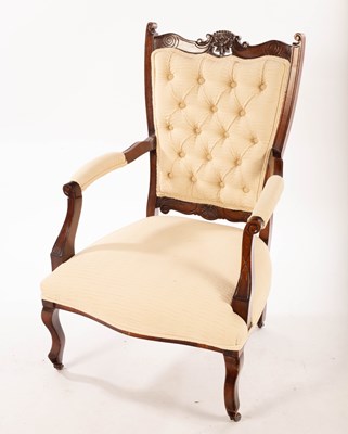 Lot 756 - An Edwardian button back open armchair with...