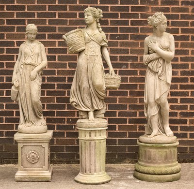 Lot 782 - Three compositon stone figures of classically...