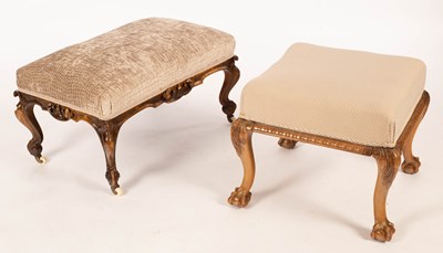 Lot 803 - A Victorian walnut framed stool on white...