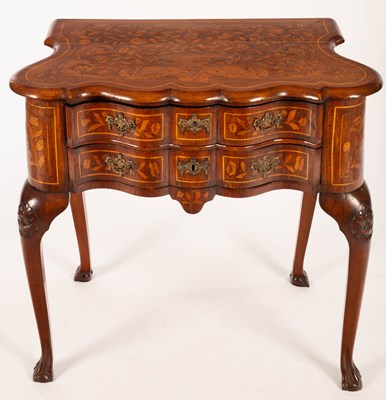 Lot 804 - A Dutch marquetry side table, the serpentine...