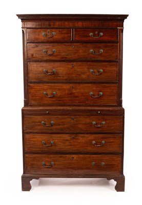 Lot 827 - An 18th Century mahogany tallboy chest of six...