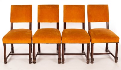 Lot 836 - Four upholstered dining chairs with padded...