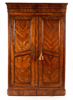 Lot 840 - A French yew wood armoire of late 18th Century...