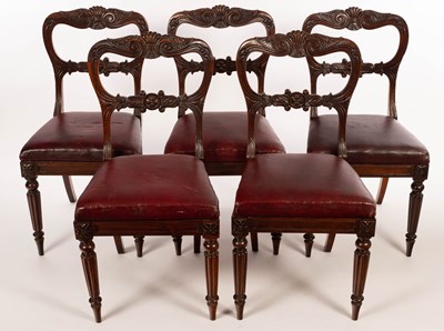 Lot 856 - Five Regency rosewood dining chairs with...