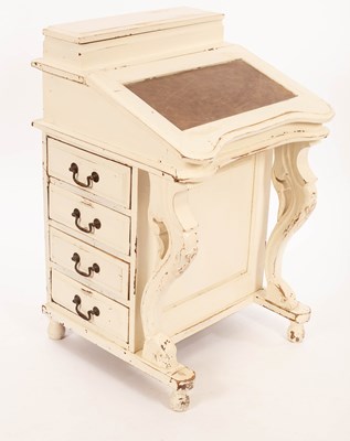 Lot 858 - A white painted Davenport with drawer to both...