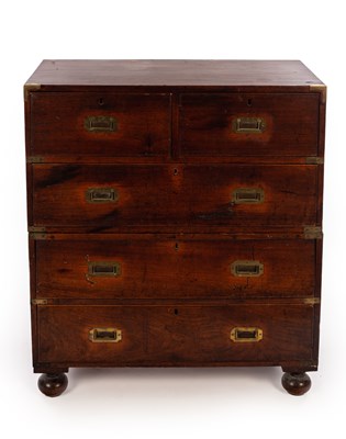 Lot 861 - A 19th Century mahogany campaign chest of...