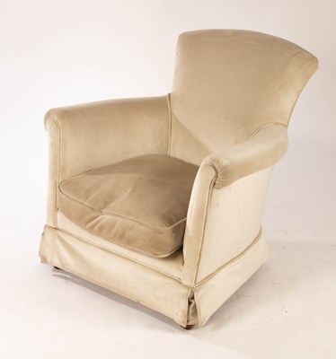 Lot 865 - An upholstered tub-shaped chair, on turned...