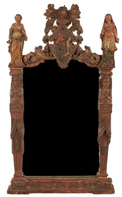 Lot 867 - A carved wood painted and decorated wall...