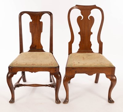 Lot 869 - A walnut single chair with shaped upright...