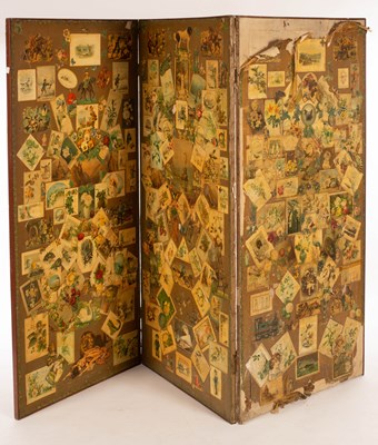 Lot 881 - A three-panel scrap screen, 157cm high