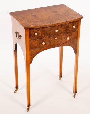 Lot 889 - A burr yew bowfronted side table, by...