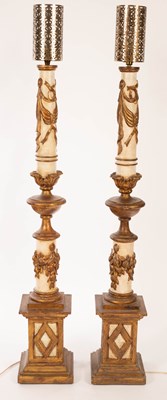 Lot 927 - A pair of cream painted and gilded Italian...