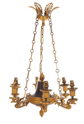 Lot 939 - An Empire ormolu and bronze six-light...