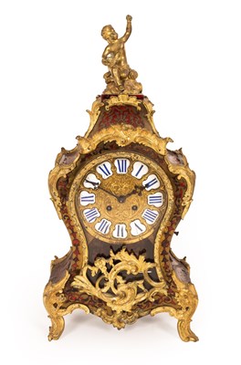 Lot 954 - A Boulle type eight-day mantel clock in a...