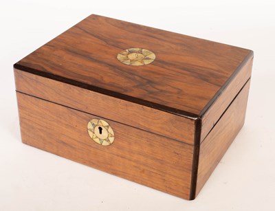 Lot 963 - A Victorian walnut work box, 27.5cm wide,...