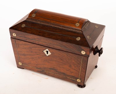 Lot 965 - A George III rosewood tea caddy, 20cm wide