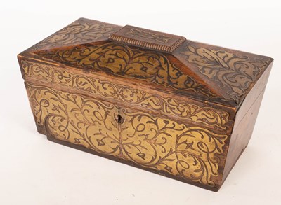 Lot 966 - A Regency rosewood sarcophagus-shaped tea...