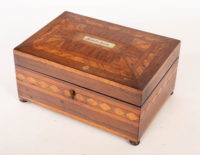 Lot 967 - A 19th Century rosewood and parquetry workbox,...