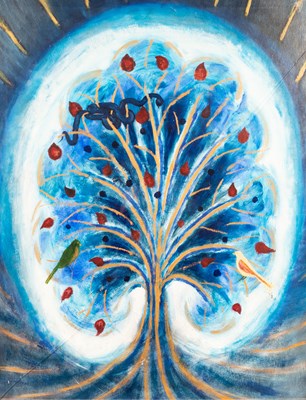 Lot 1133 - Manner of Scottie Wilson/Tree of Life/oil on...