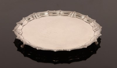 Lot 1 - A silver salver, Birmingham 1936, with pie...