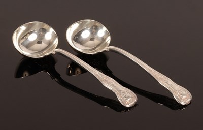 Lot 33 - A pair of Kings pattern silver sauce ladles,...