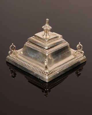 Lot 46 - A silver inkstand, HE Ltd., marks rubbed, with...