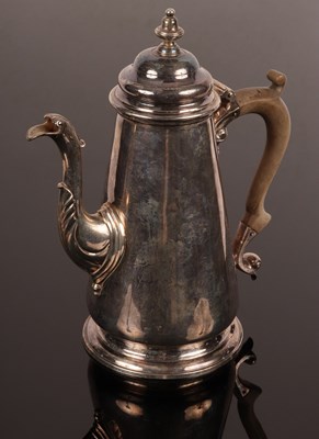 Lot 61 - A George II silver coffee pot, John Payne,...