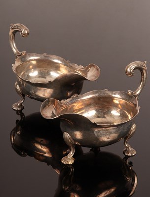 Lot 68 - A pair of George II silver sauce boats, Robert...