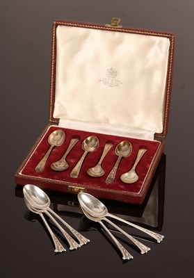 Lot 100 - A set of six Albany pattern silver coffee...