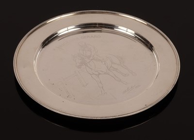 Lot 107 - A commemorative silver plate for the racehorse...