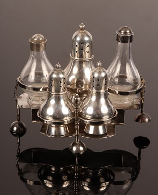 Lot 112 - A rare miniature or toy silver cruet stand,...