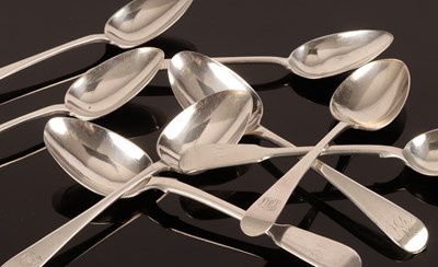 Lot 114 - Four silver dessert spoons, Sheffield 1936 and...