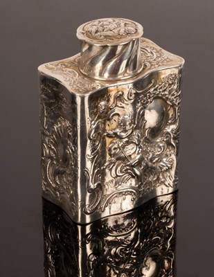 Lot 151 - A Continental white metal tea caddy and cover,...